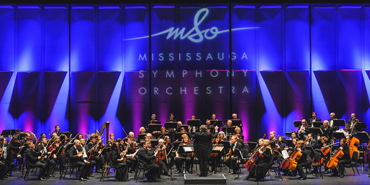 Mississauga Symphony Orchestra on stage with lighting